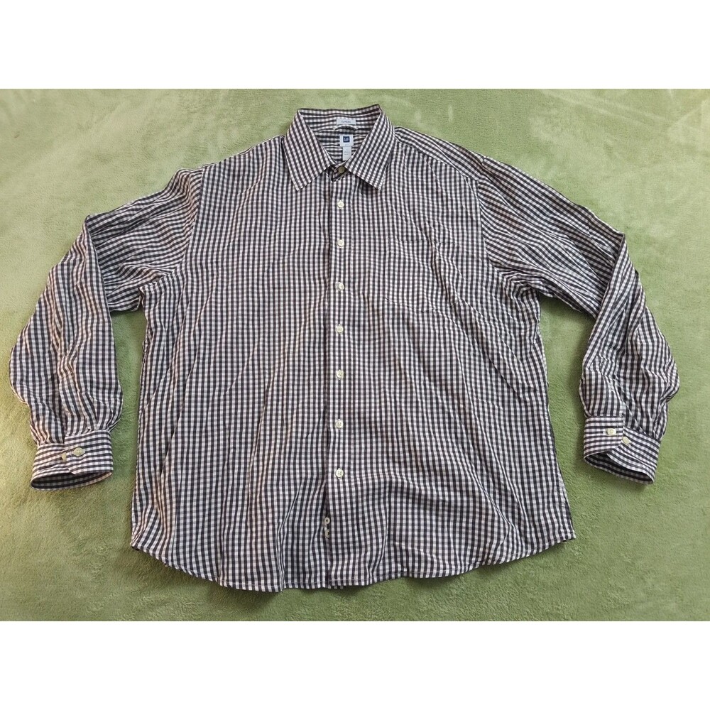 Gap Mens Button Up Shirt XXL Long Sleeve Black Classic Sq Casual Soft Cotton